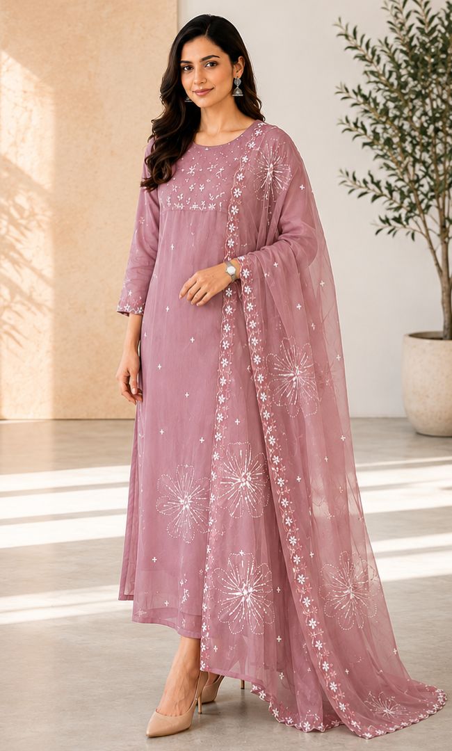 Turkish Rose Chanderi Suit Set