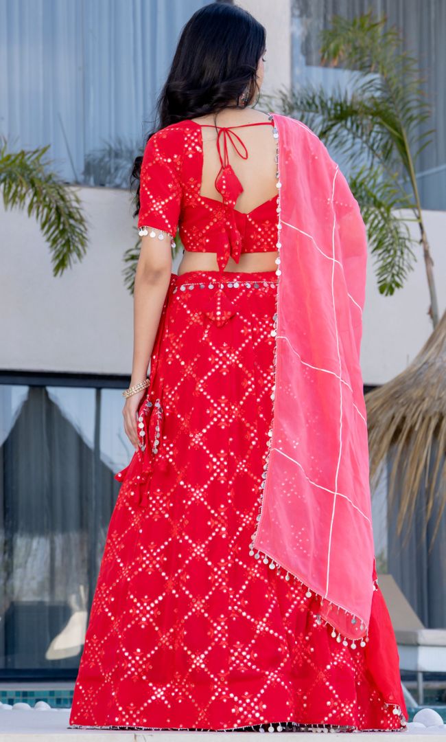 Rhythm Red Georgette Lehenga