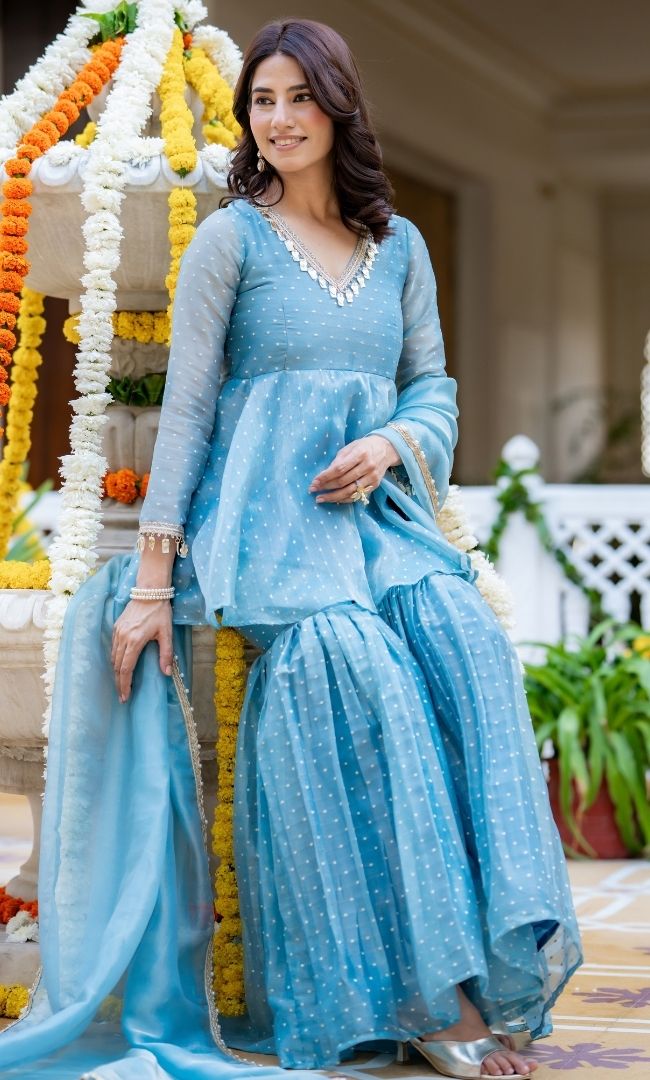 Ishani Blue Sharara Set