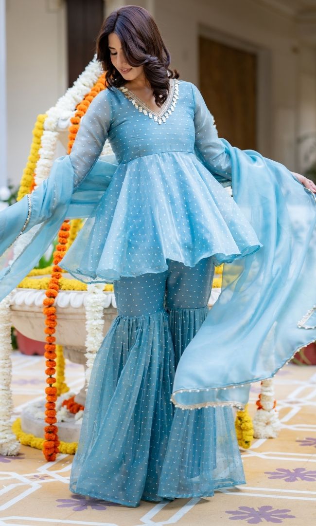 Ishani Blue Sharara Set