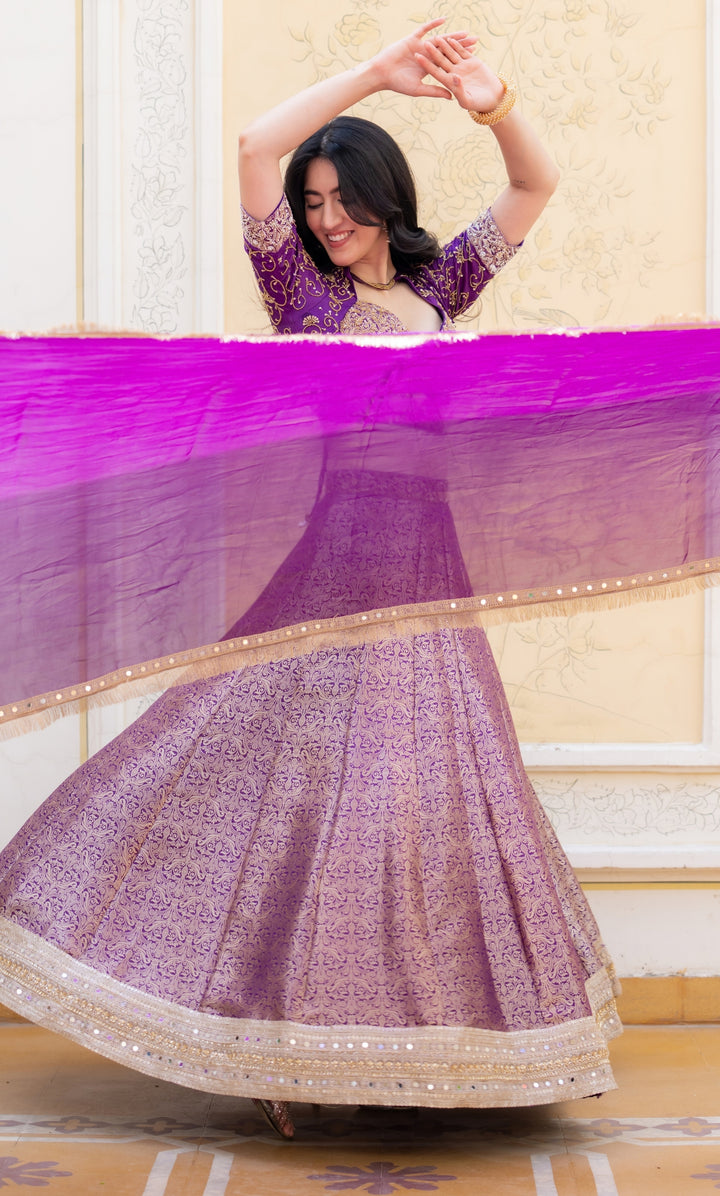 Hoor Cosmos Brocade Lehenga Set