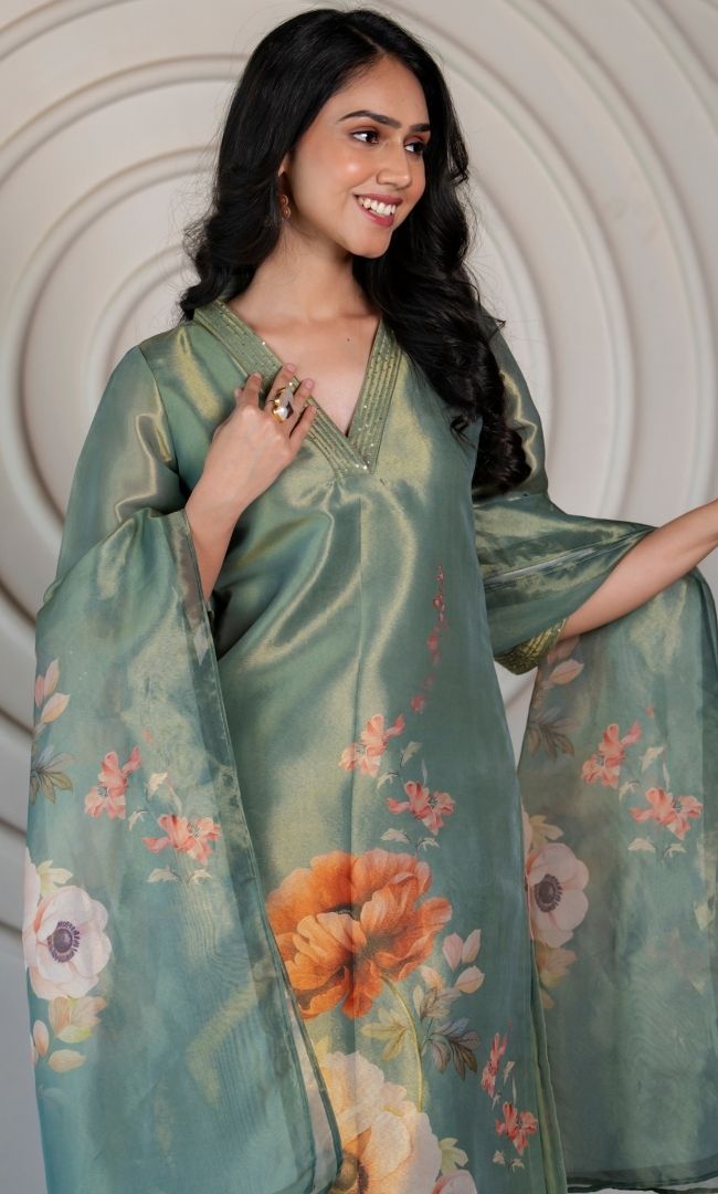 Ramika Pear Tissue Kurta
