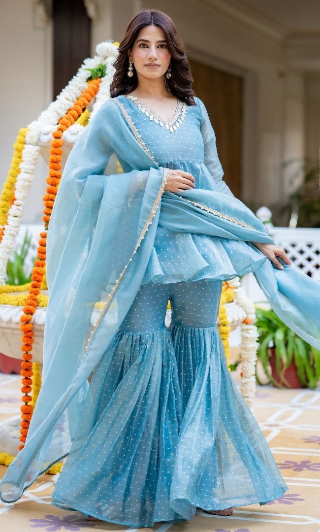 Ishani Blue Sharara Set