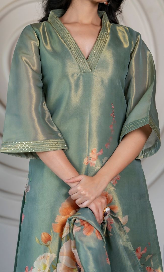 Ramika Pear Tissue Kurta