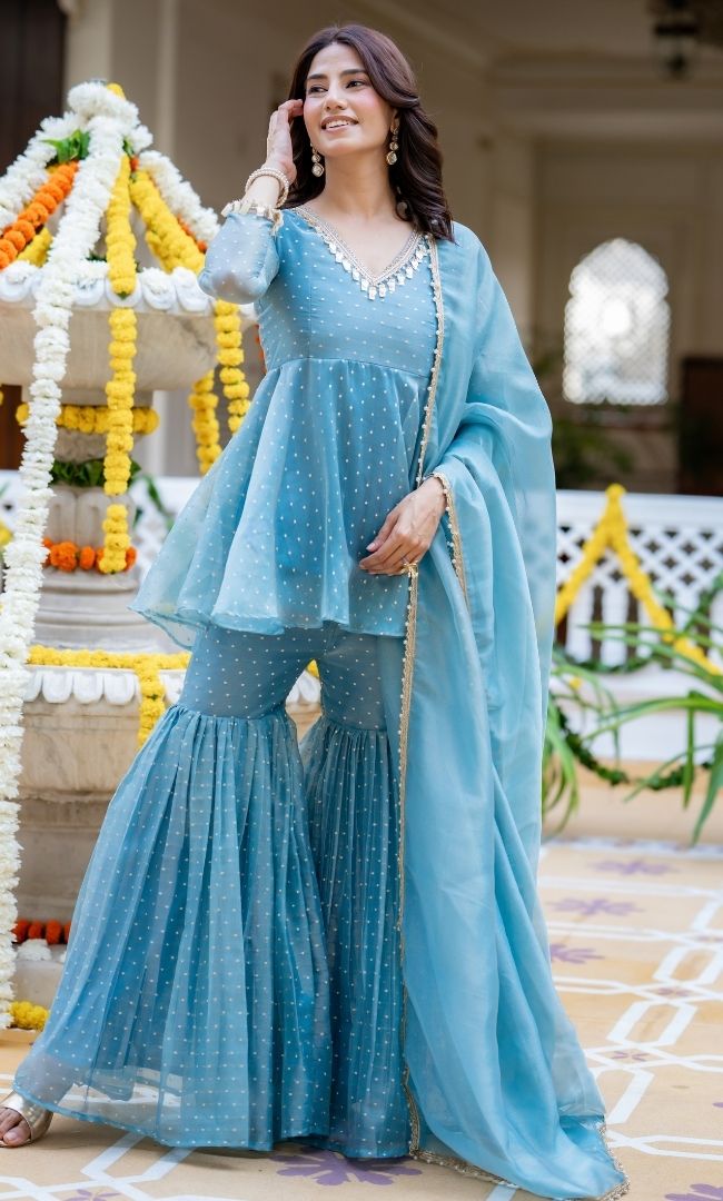 Ishani Blue Sharara Set