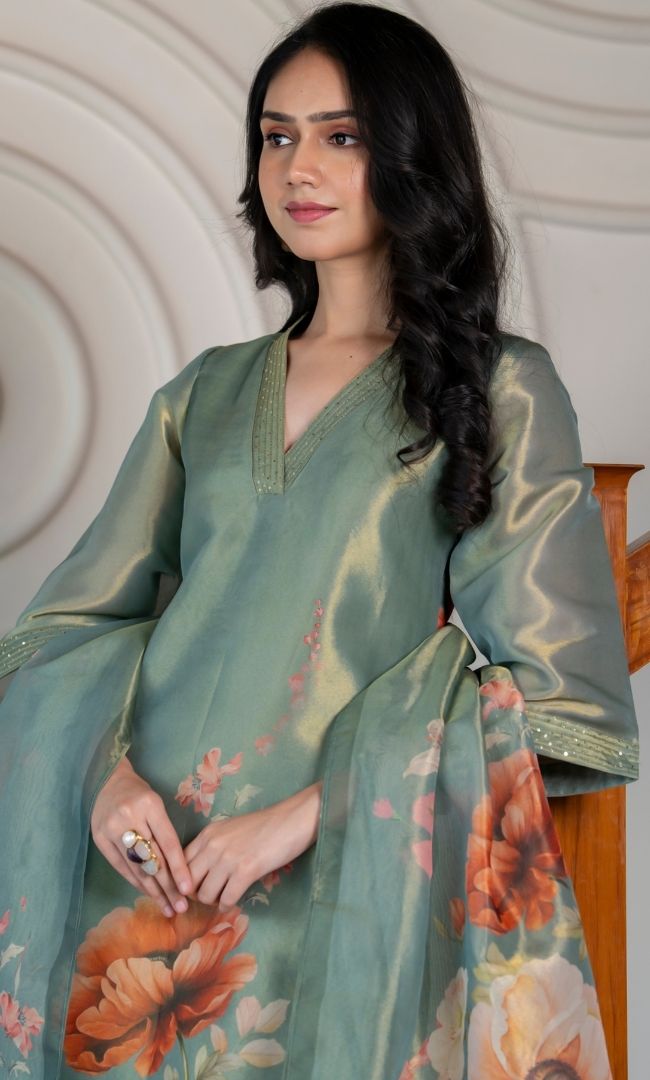 Ramika Pear Tissue Kurta