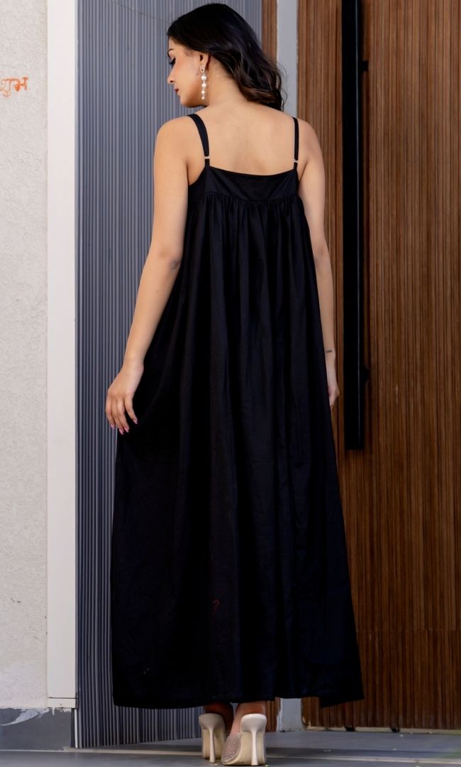 Matte Black Cotton Dress