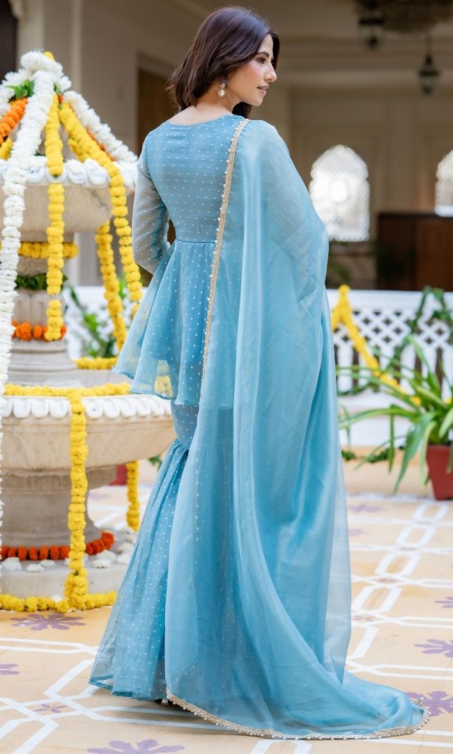 Ishani Blue Sharara Set