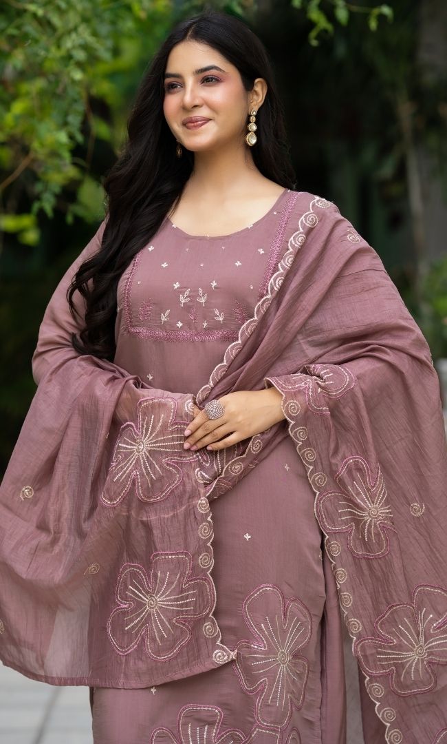 Turkish Rose Chanderi Suit Set