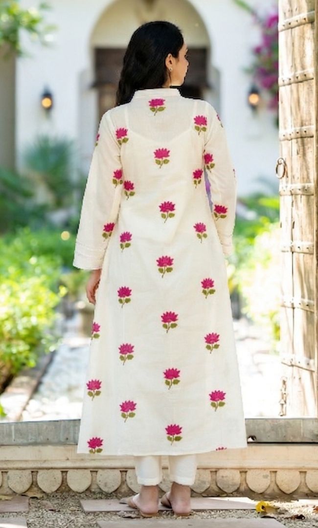 K-Vibe Red Lotus Kurta Co ord Set