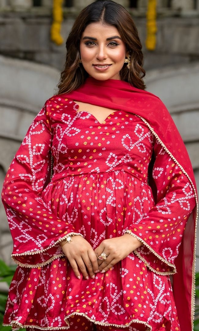Mehar Bandhani Sharara Set