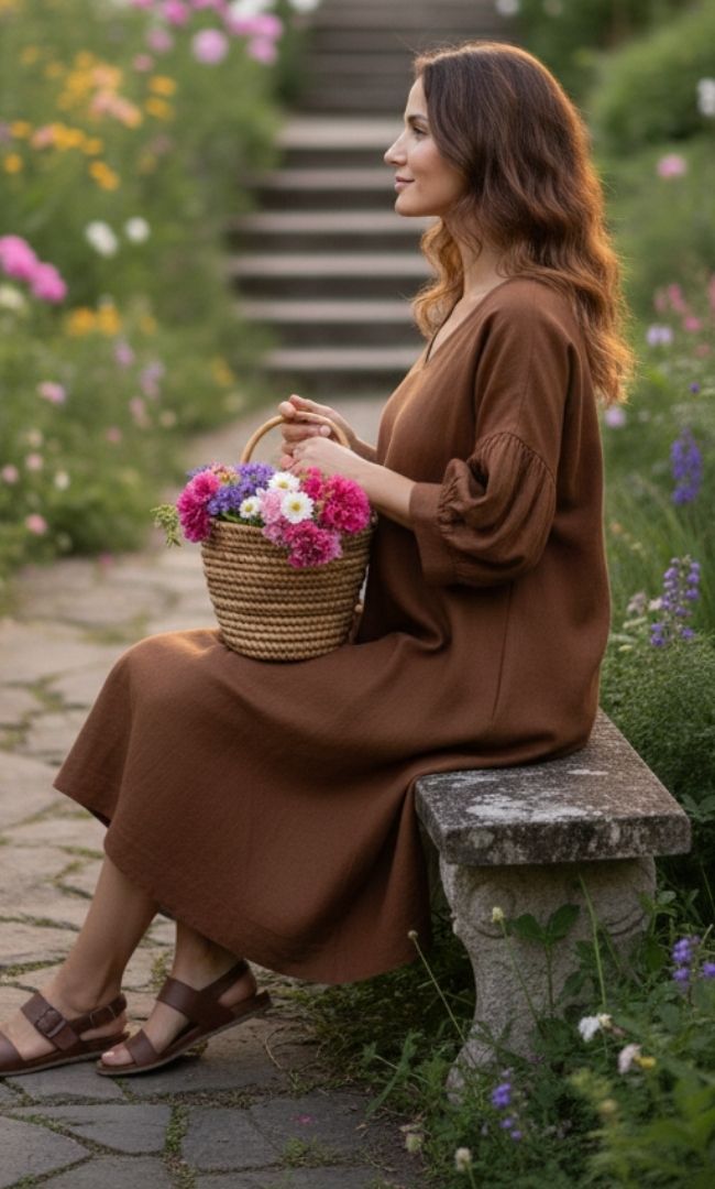 Dried Peony Brown Dress
