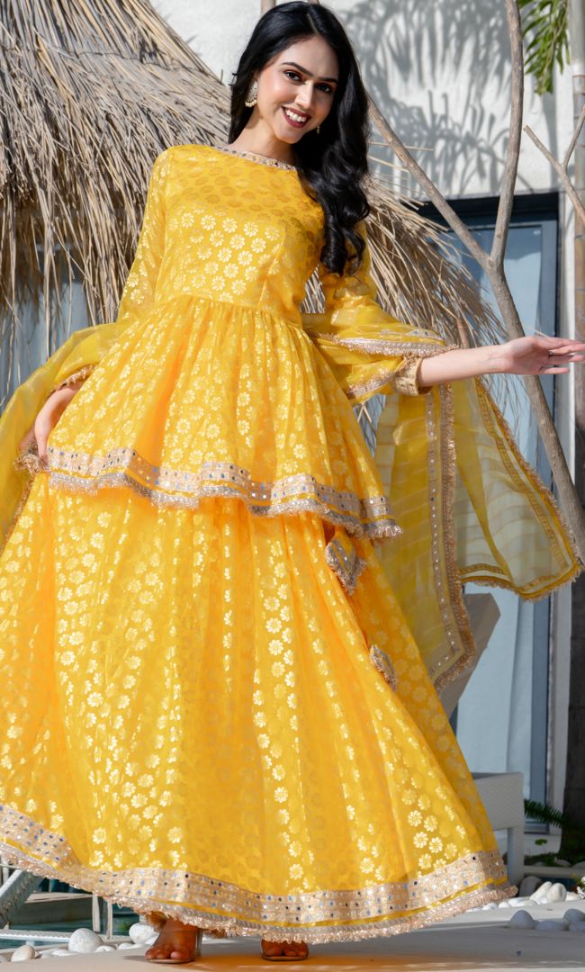 Festive Yellow Peplum Skirt