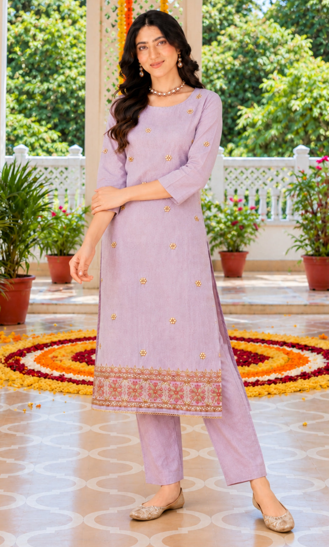 Pink Linen Cotton Kurta Set