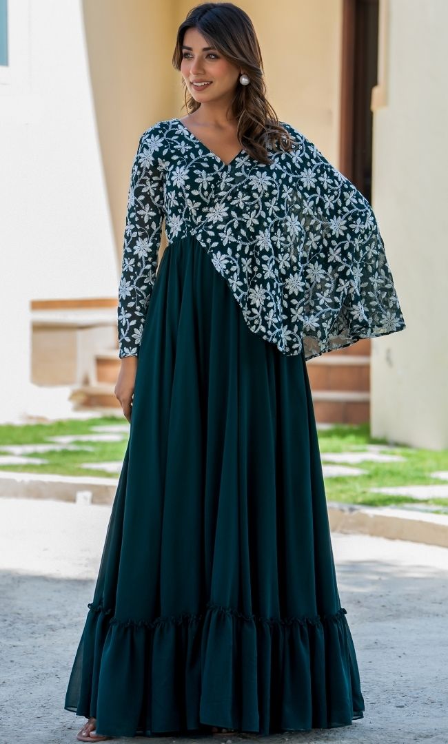 Vinaval Embroidered Green Gown