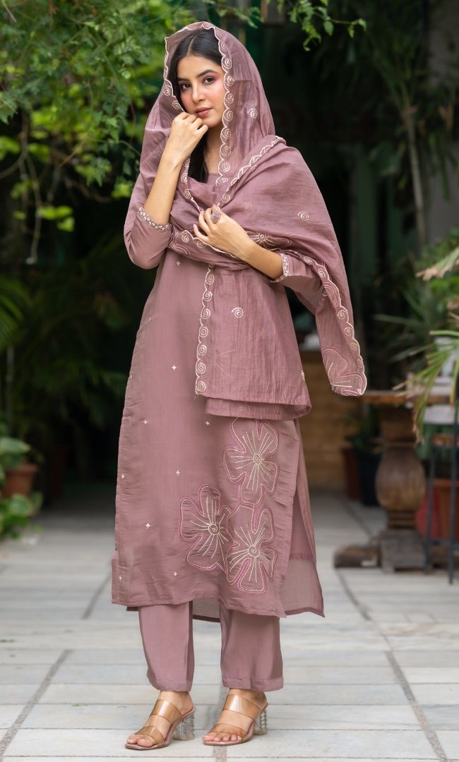 Turkish Rose Chanderi Suit Set