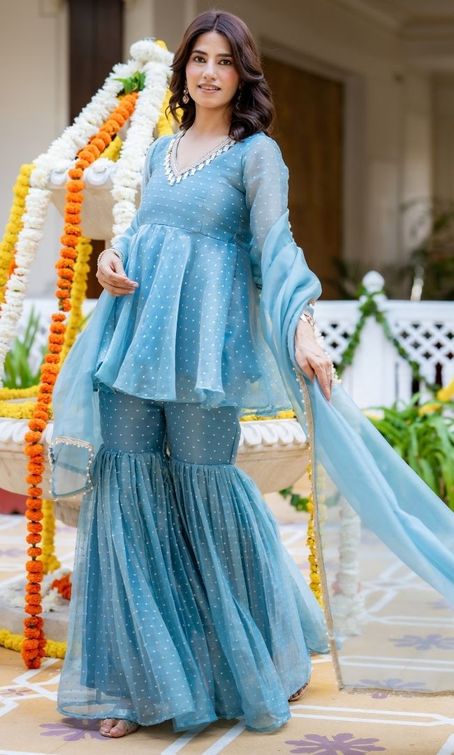 Ishani Blue Sharara Set