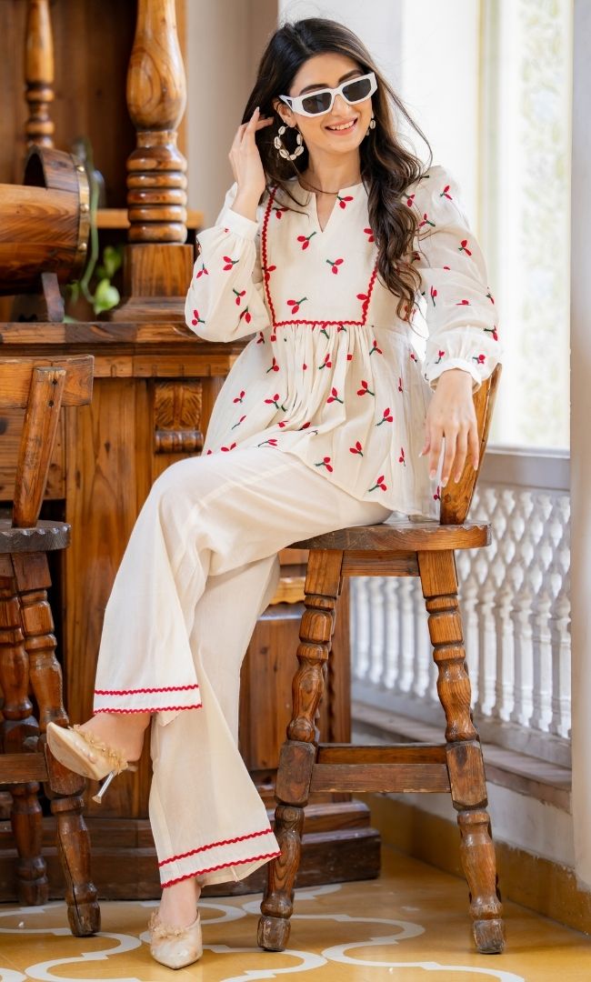 Safaa Cotton Embroidered Co-ord Set