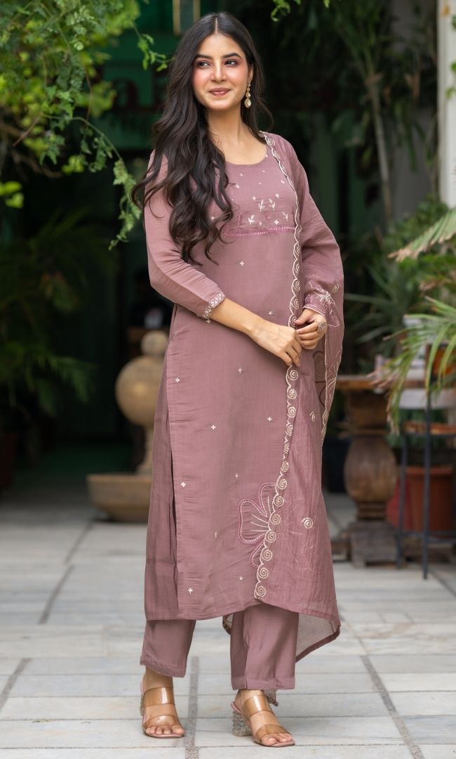 Turkish Rose Chanderi Suit Set