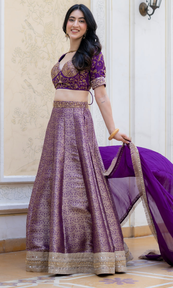 Hoor Cosmos Brocade Lehenga Set
