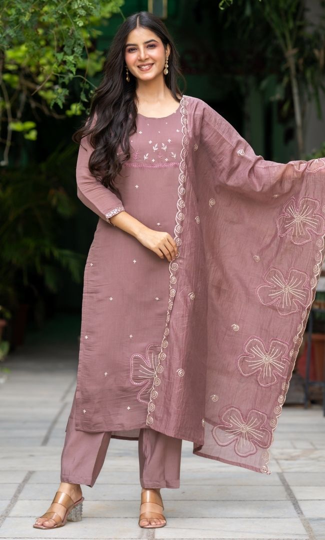 Turkish Rose Chanderi Suit Set