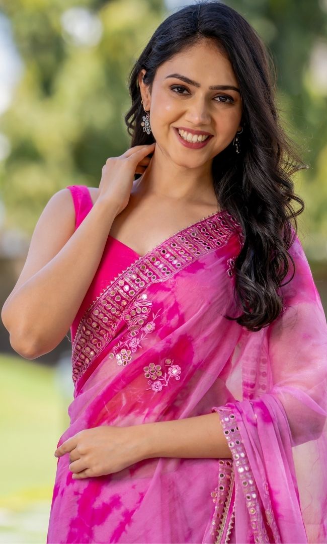 Pink Shibori Saree