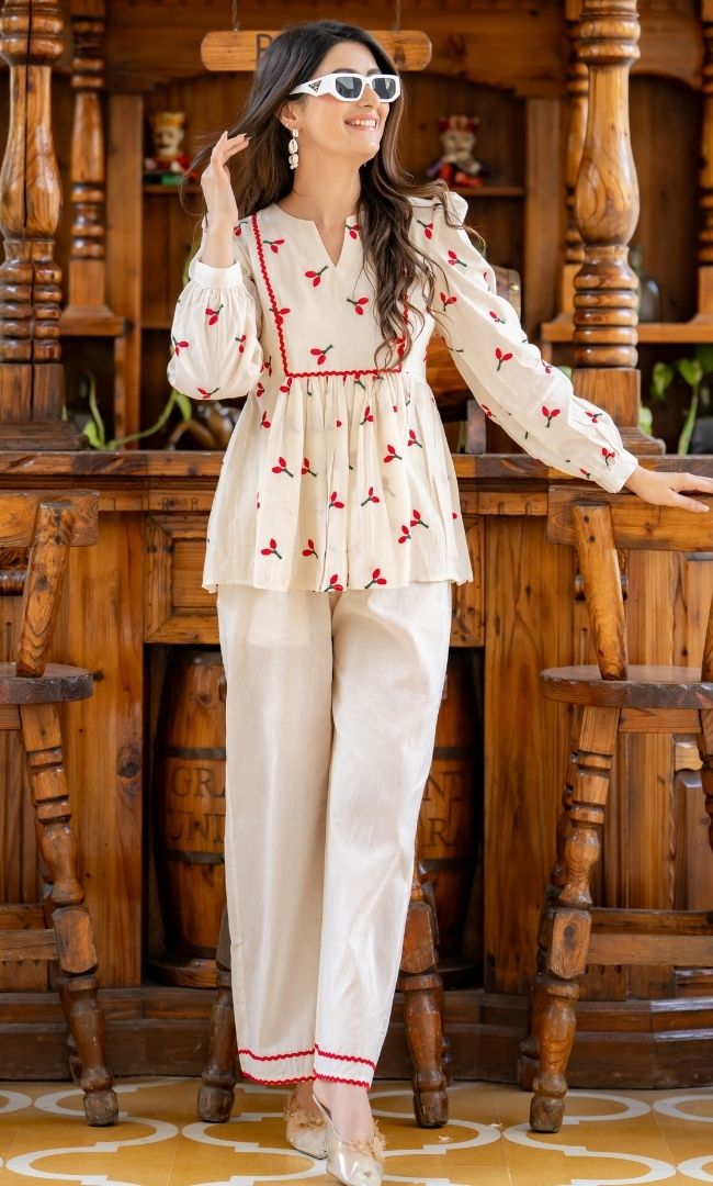 Safaa Cotton Embroidered Co-ord Set