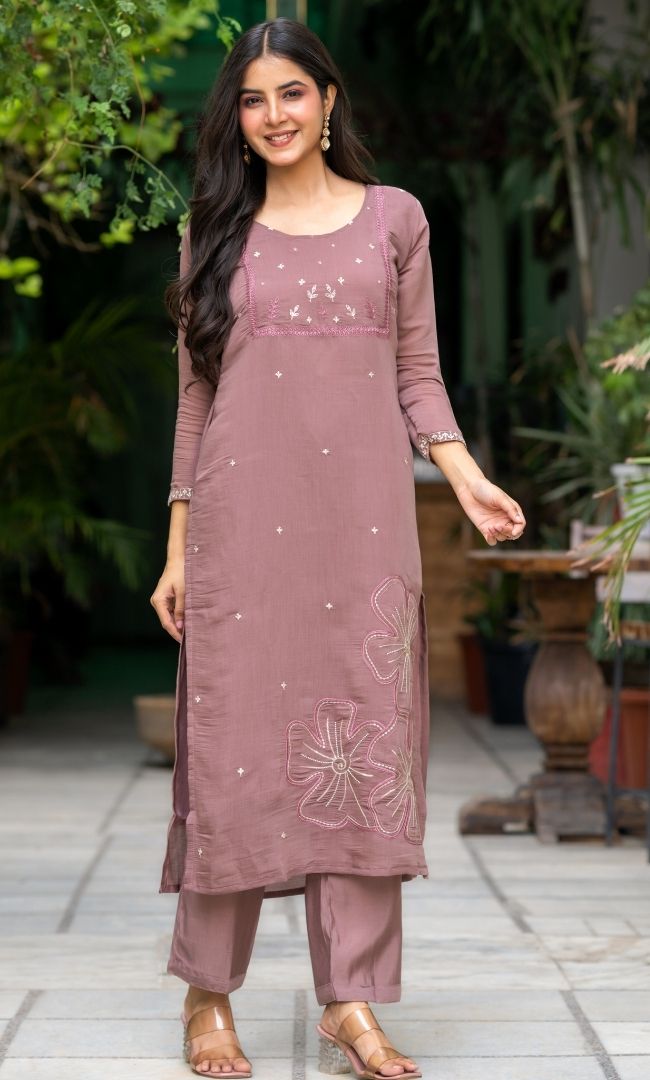Turkish Rose Chanderi Suit Set