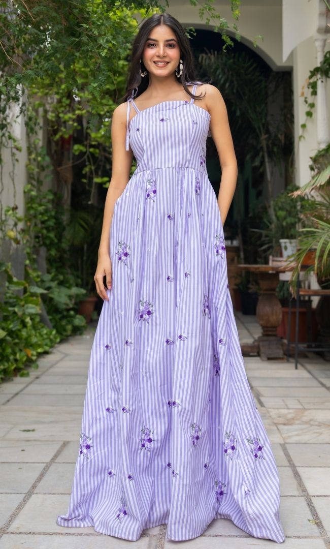 Orchid Striped Cotton Dress