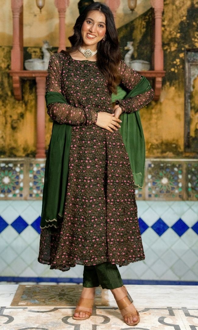 Jannie Green Anarkali Set