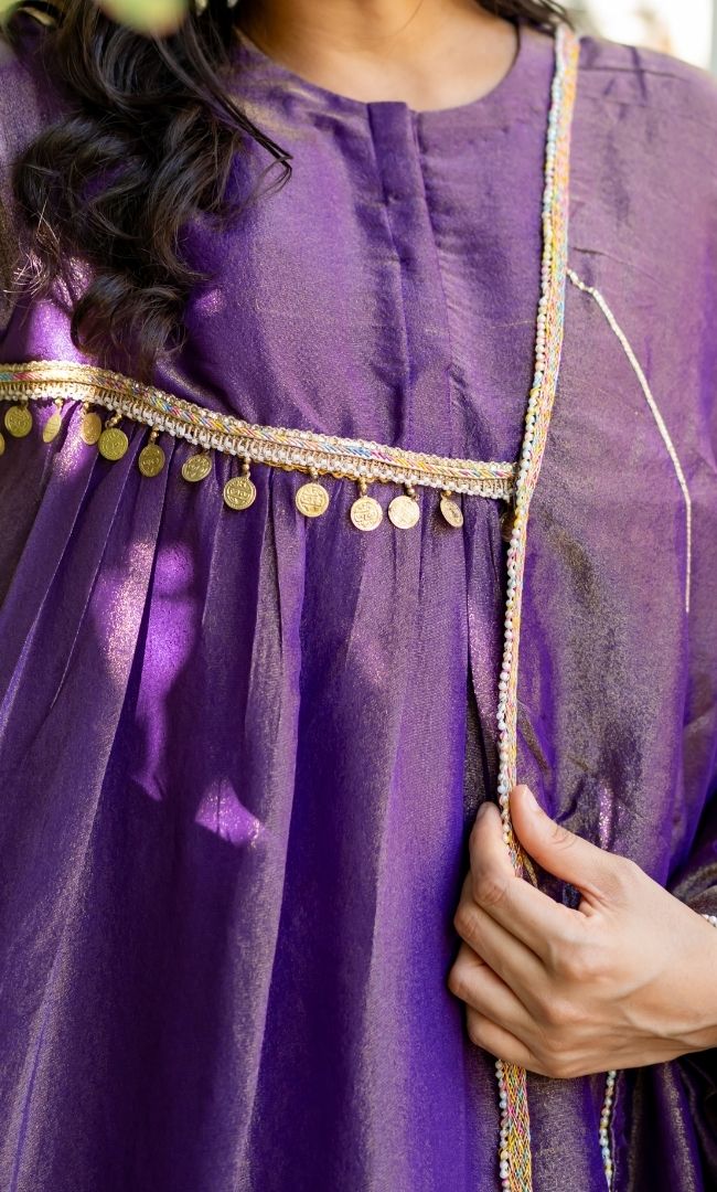Metallica Purple Anarkali Set