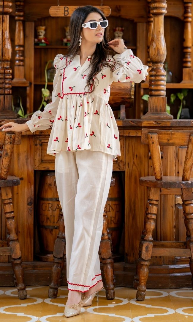 Safaa Cotton Embroidered Co-ord Set