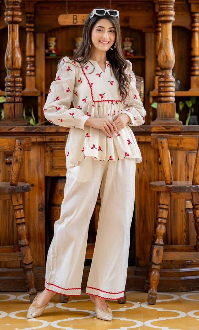 Safaa Cotton Embroidered Co-ord Set
