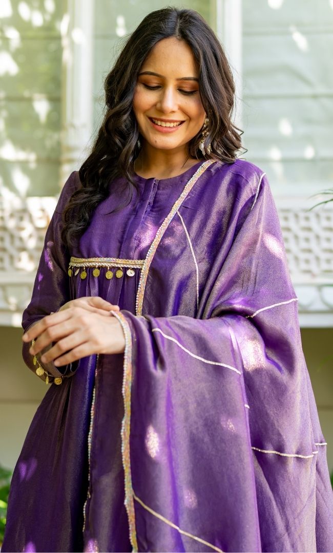 Metallica Purple Anarkali Set