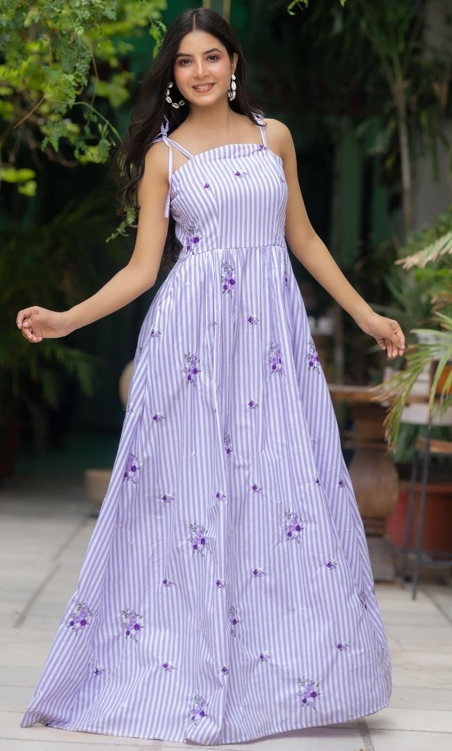 Orchid Striped Cotton Dress