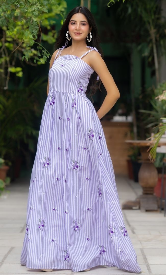 Orchid Striped Cotton Dress