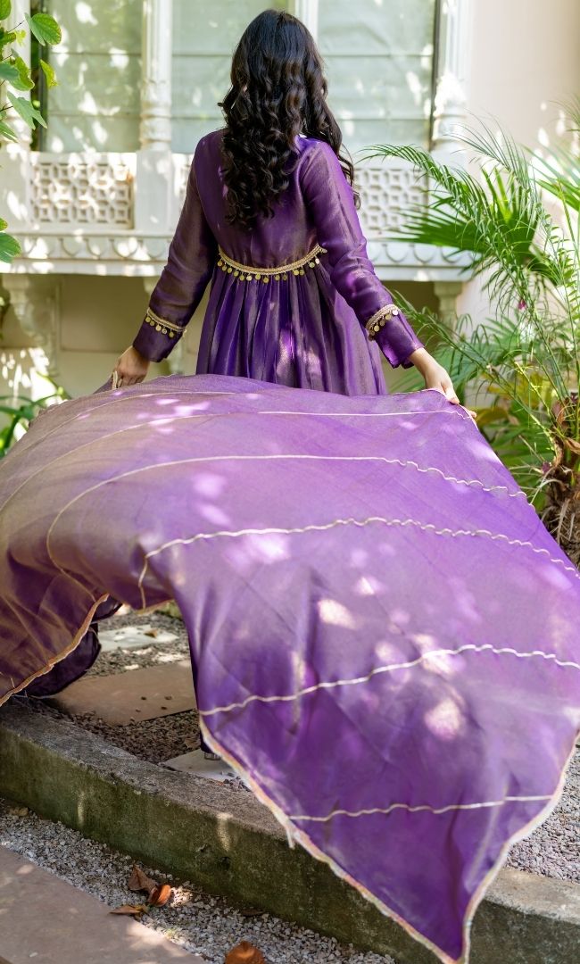 Metallica Purple Anarkali Set