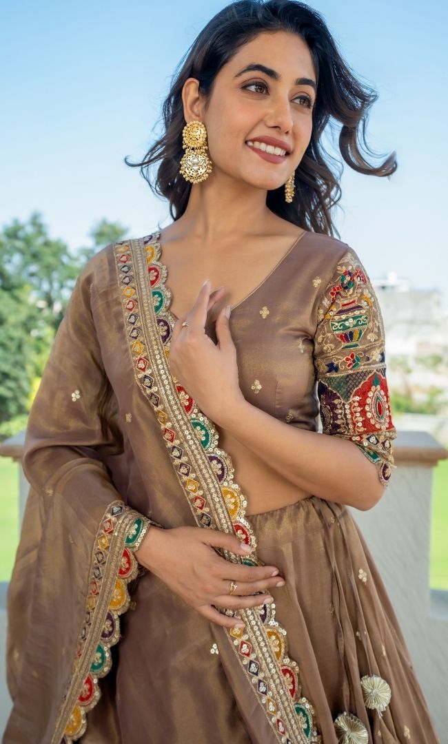 Jodha Beige Lehenga Set