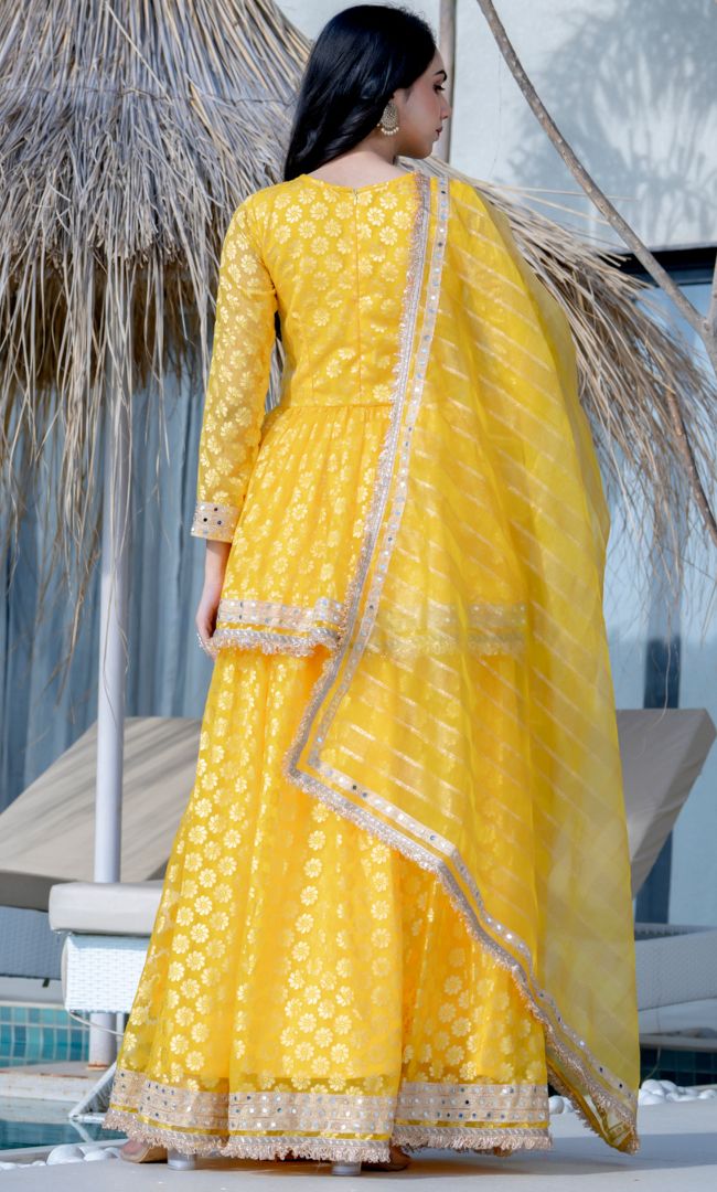 Festive Yellow Peplum Skirt