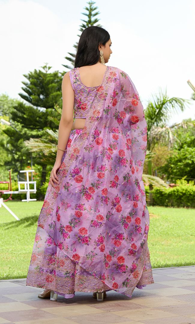 Sunset Purple Organza Lehenga Set