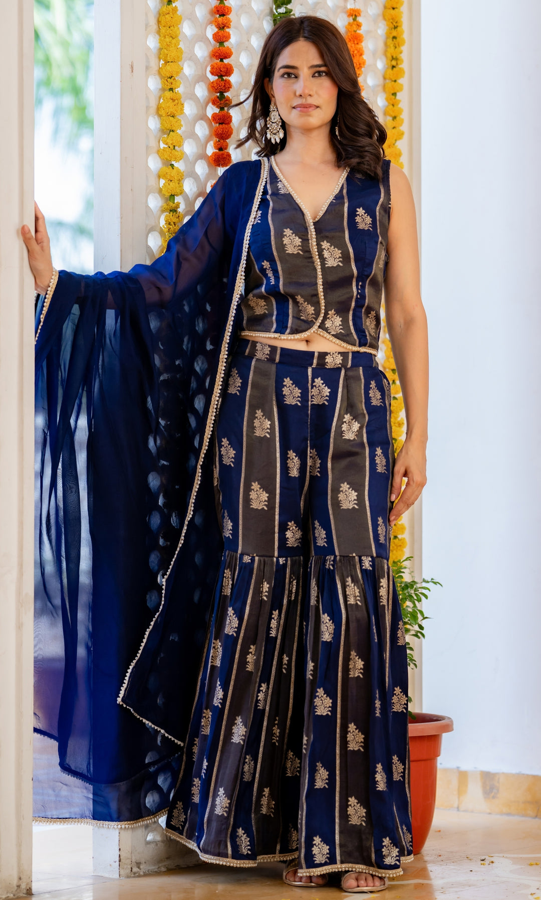 Blue Hour Brocade Sharara Set