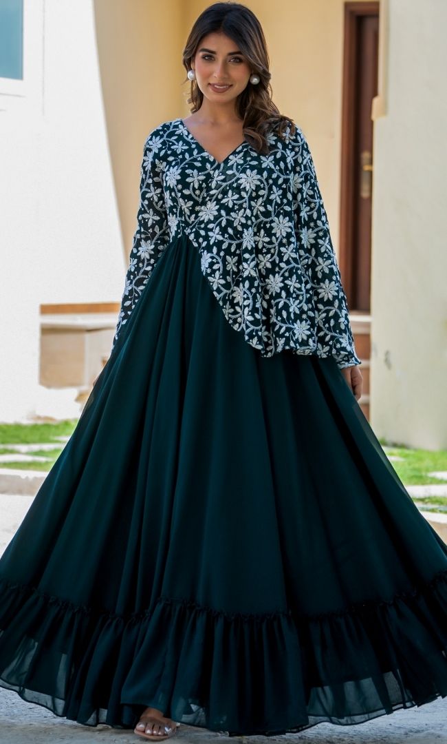 Vinaval Embroidered Green Gown