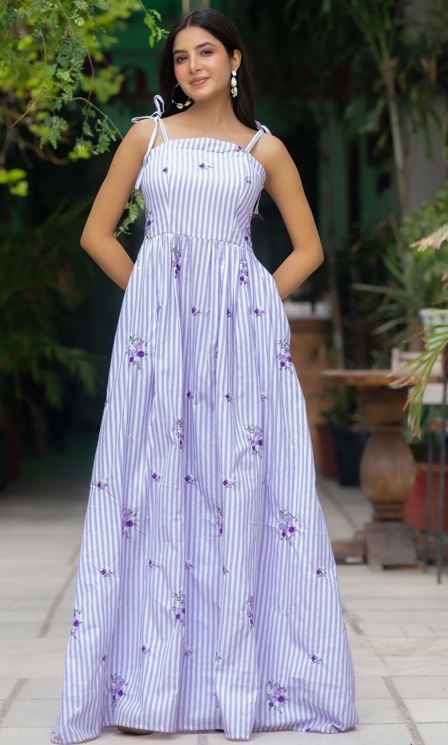 Orchid Striped Cotton Dress