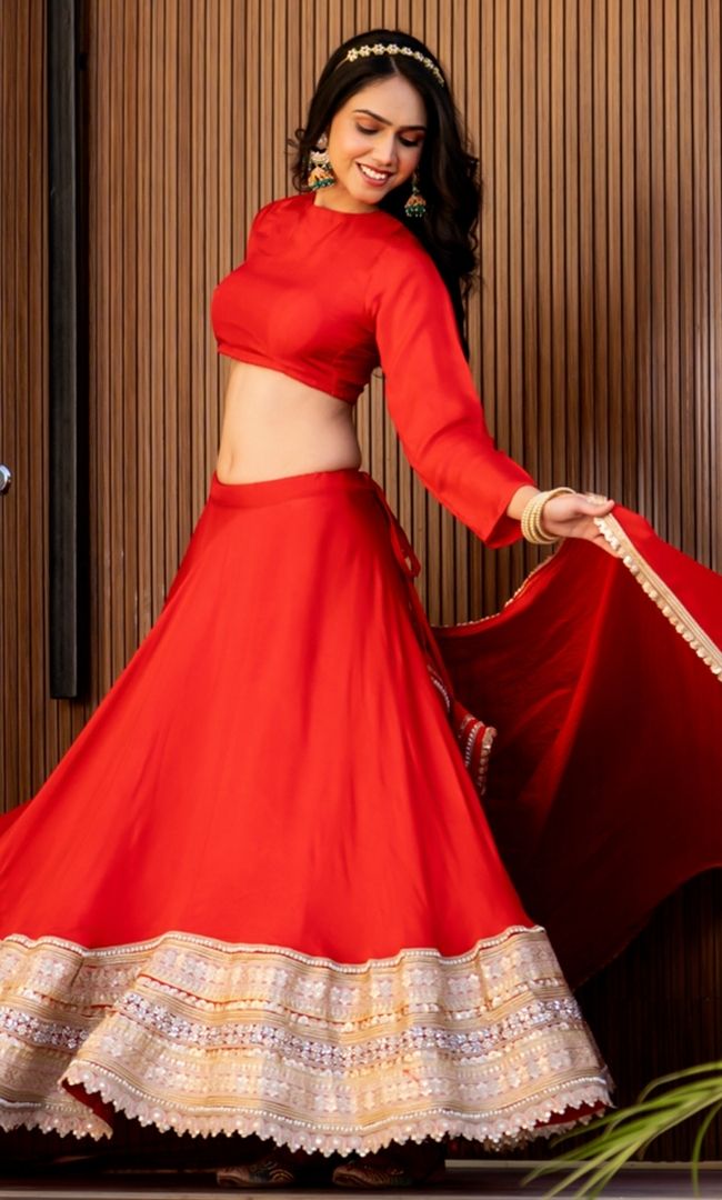 Rajwadi Red Lehenga Set