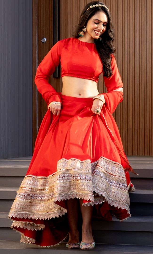 Rajwadi Red Lehenga Set