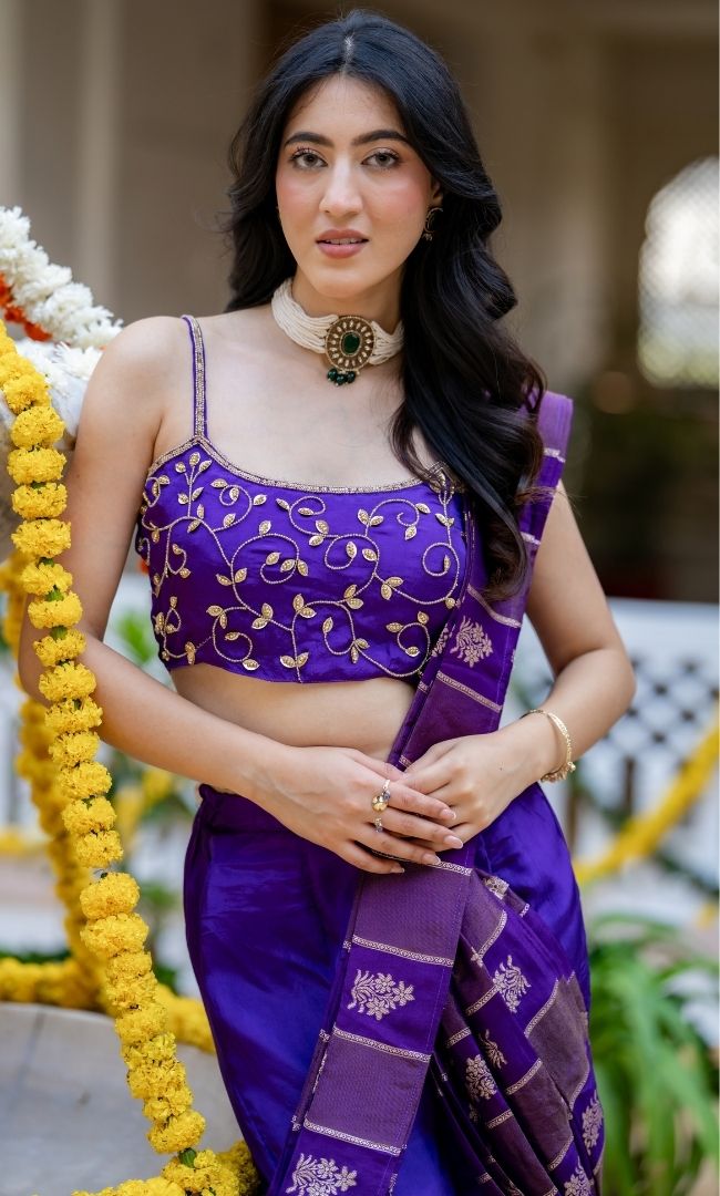 Trisha Purple Pre-Draped Saree
