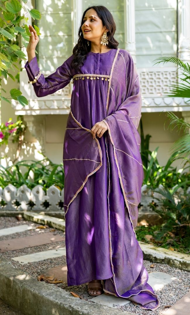 Metallica Purple Anarkali Set