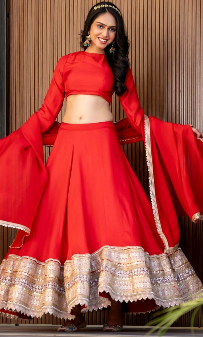 Rajwadi Red Lehenga Set