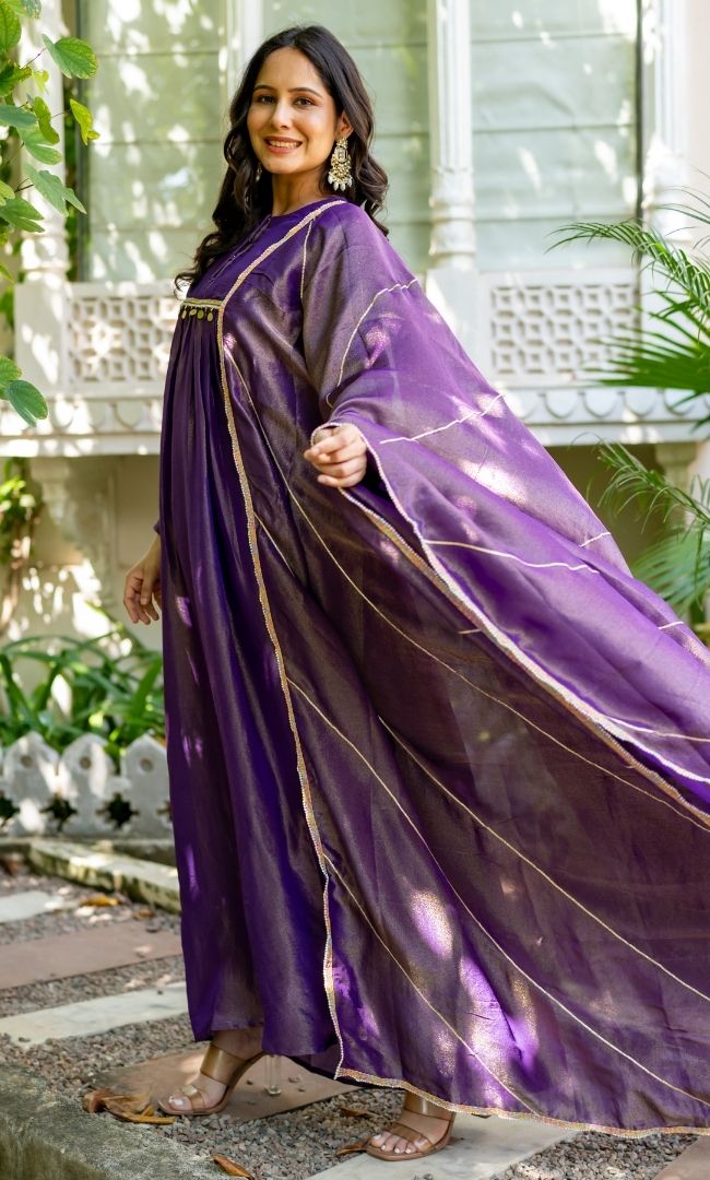 Metallica Purple Anarkali Set