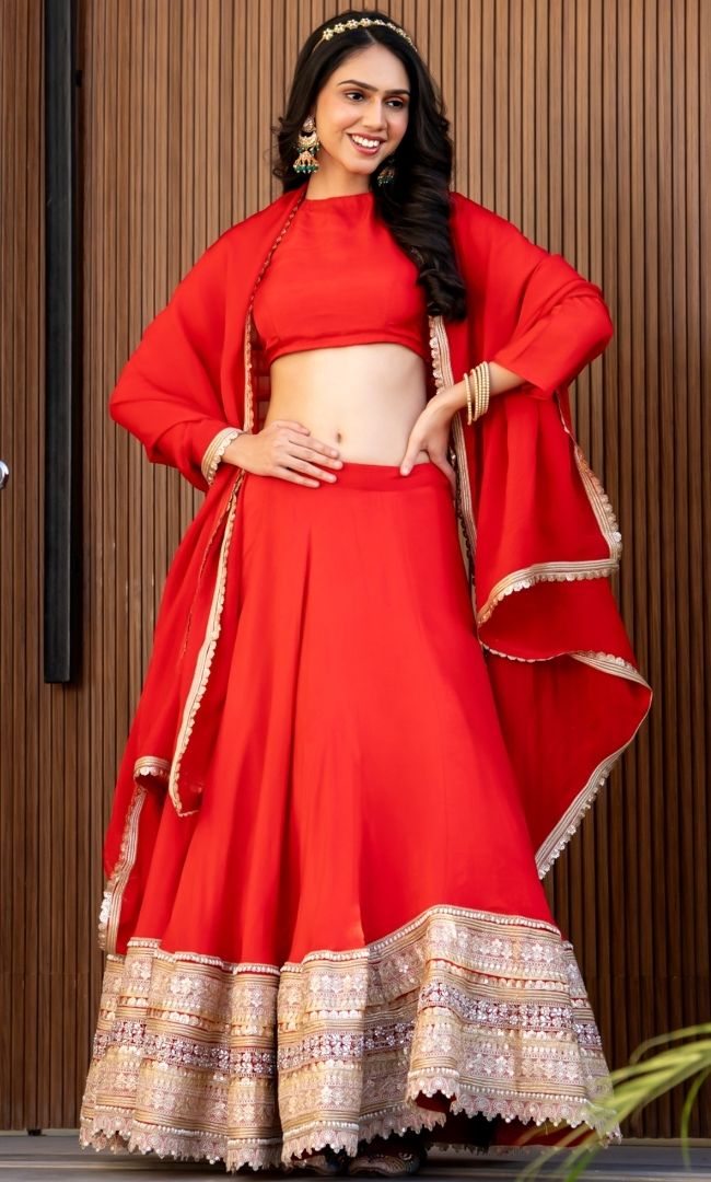 Rajwadi Red Lehenga Set